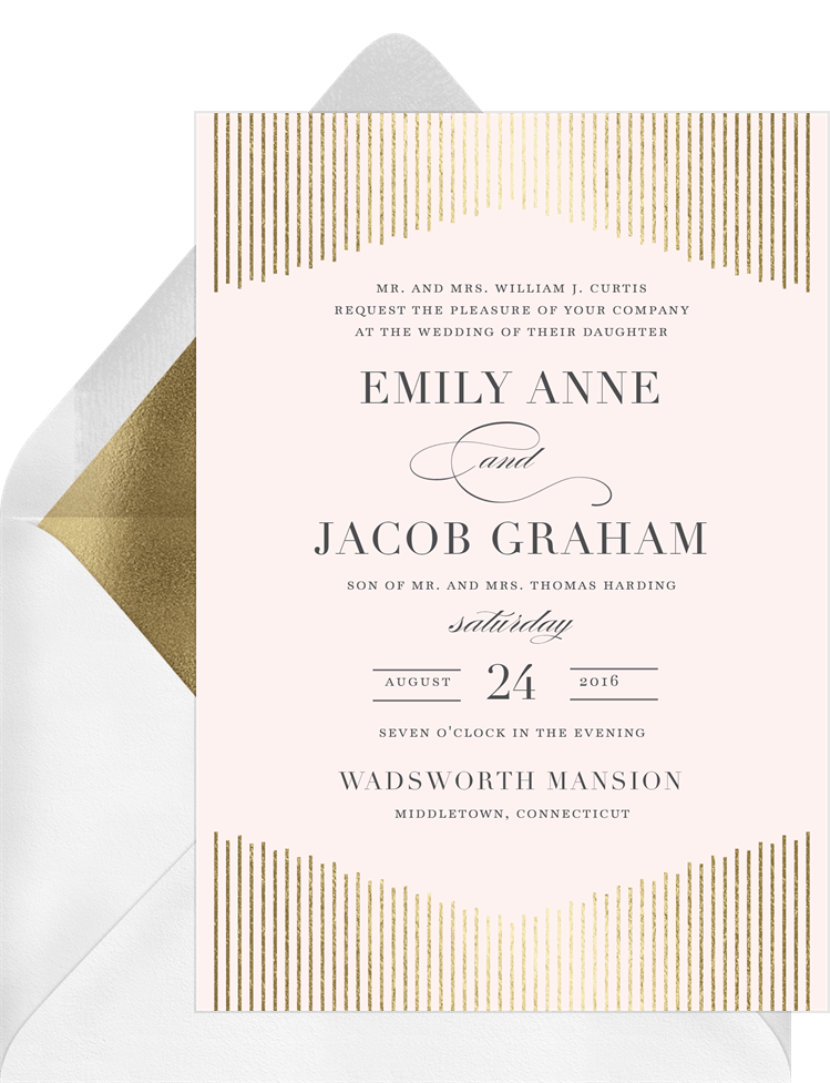 Deco Curtain Invitations in White | Greenvelope.com