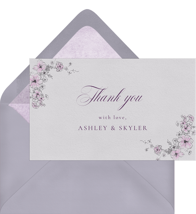 Delicate Floral Wreath Thank You Notes in Blue | Greenvelope.com