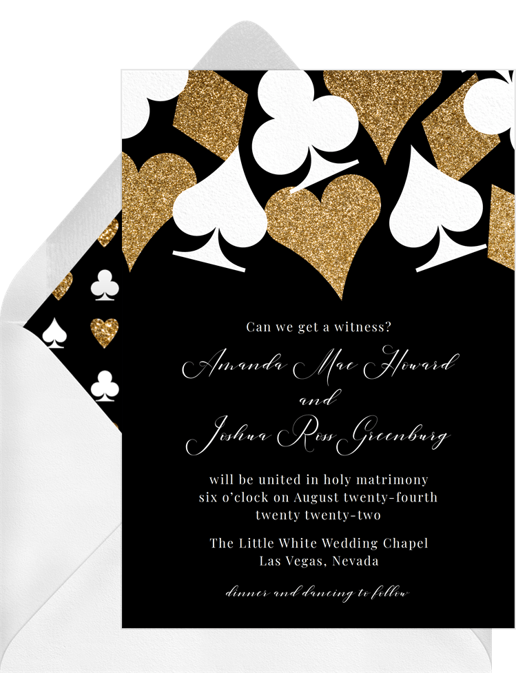 Destiny Las Vegas Casino Party Faux Gold Glitter Invitation Card