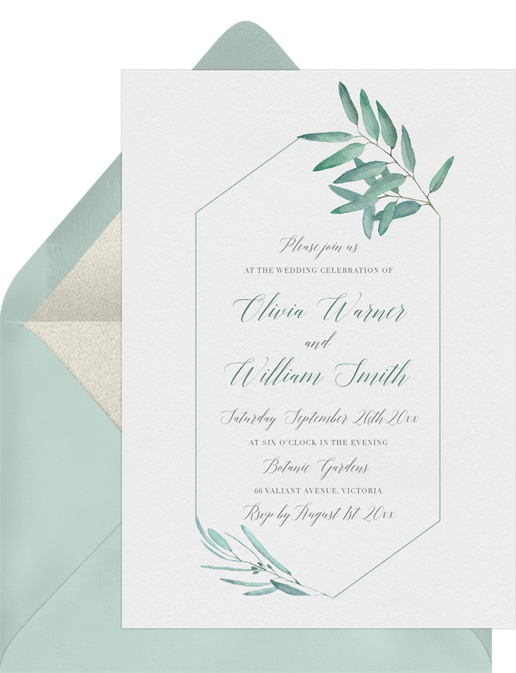 Elegant Eucalyptus Invitations in White