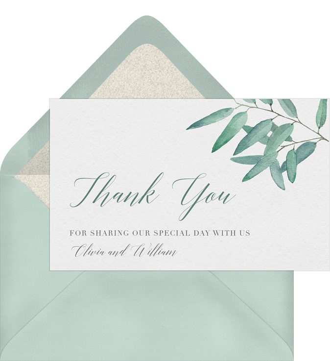 Elegant Eucalyptus Thank You Notes | Greenvelope.com