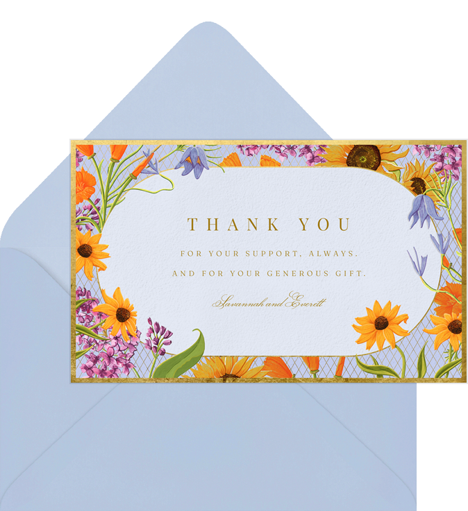 Elegant Wildflowers Thank You Notes In Purple 