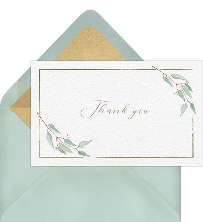 Eucalyptus Laurels Thank You Notes | Greenvelope.com