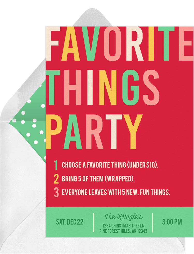 Favorite Things Party Invitations