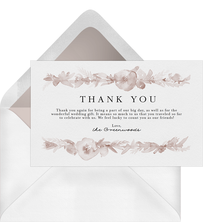 Floral Watercolor Bands Thank You Notes in Creme | Greenvelope.com