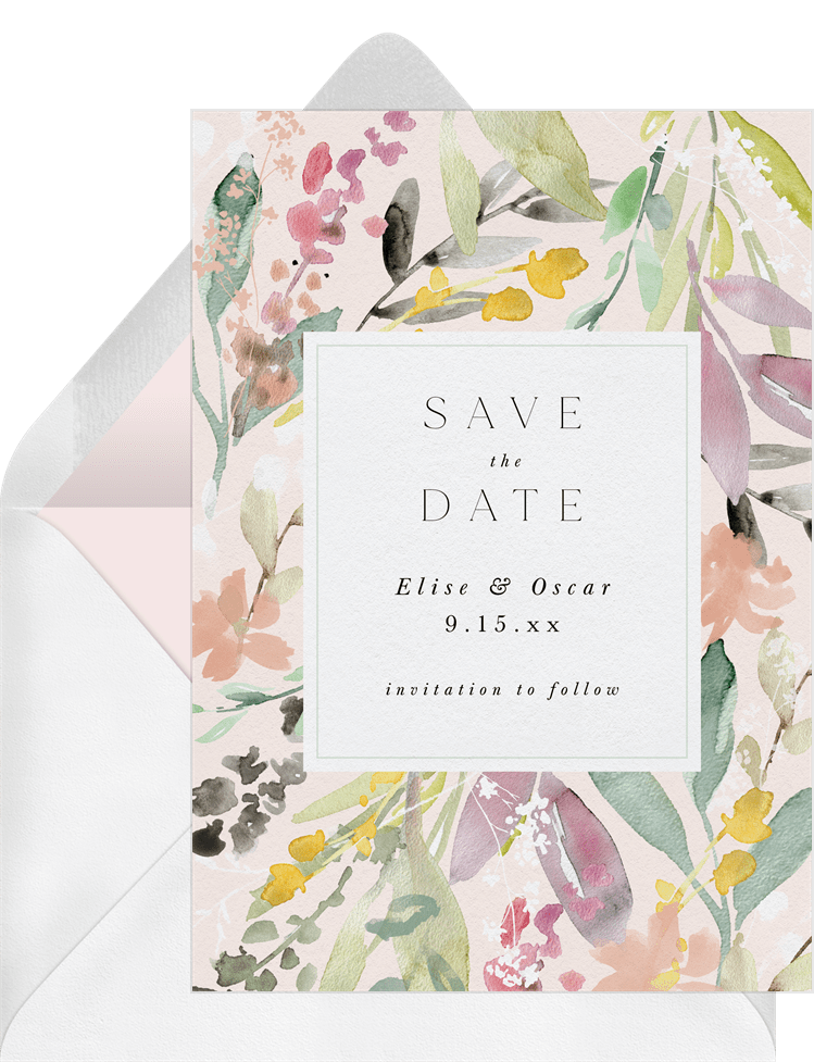 Floral Watercolor Frame Save The Dates | Greenvelope.com