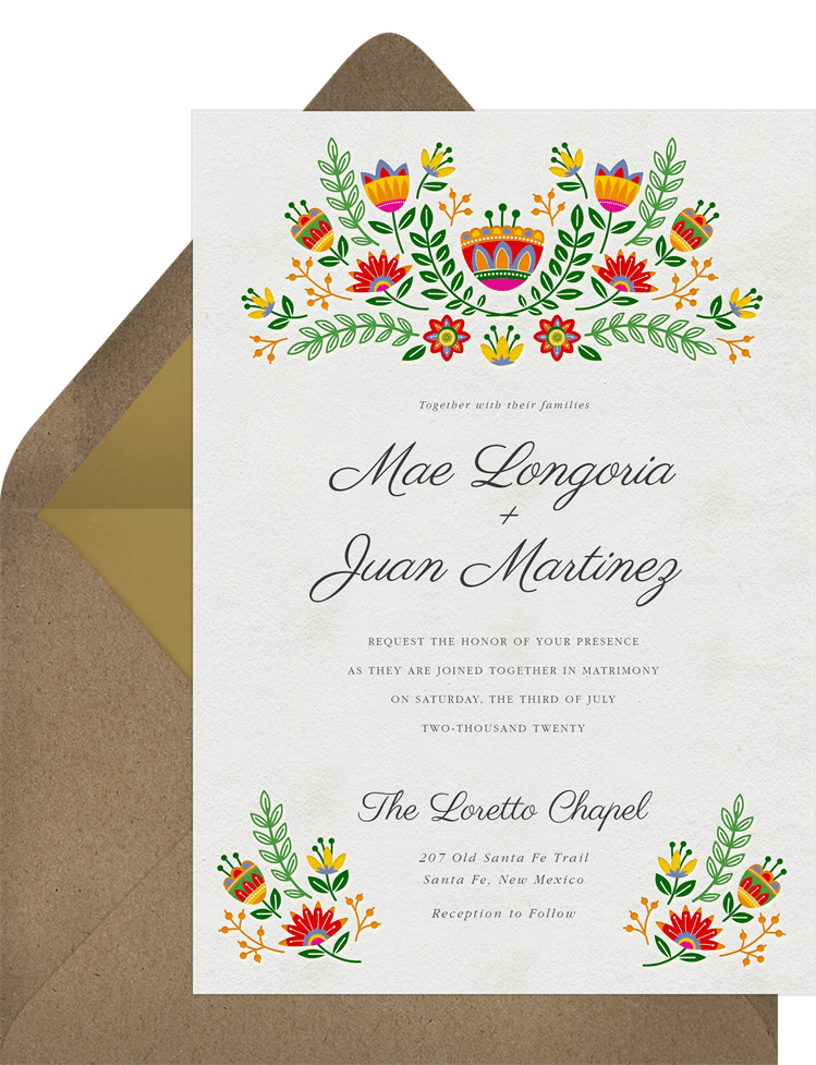 Flores Mexicanas Invitations in Green 