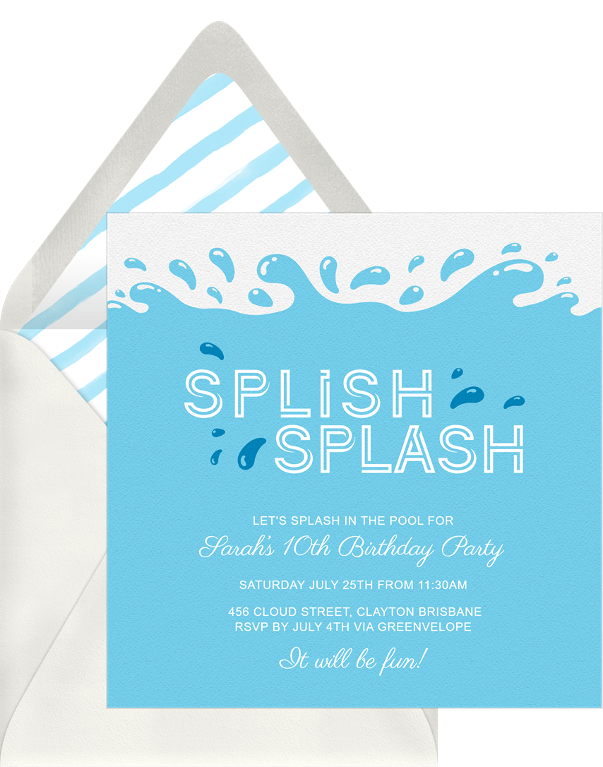 Fun Splish Splash Invitations In Green