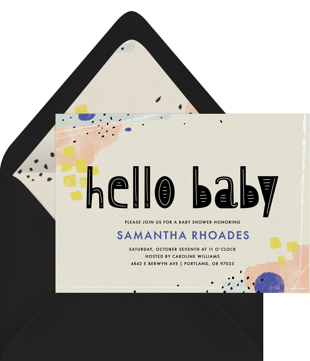 Funky Hello Baby Invitations In Purple Greenvelope Com