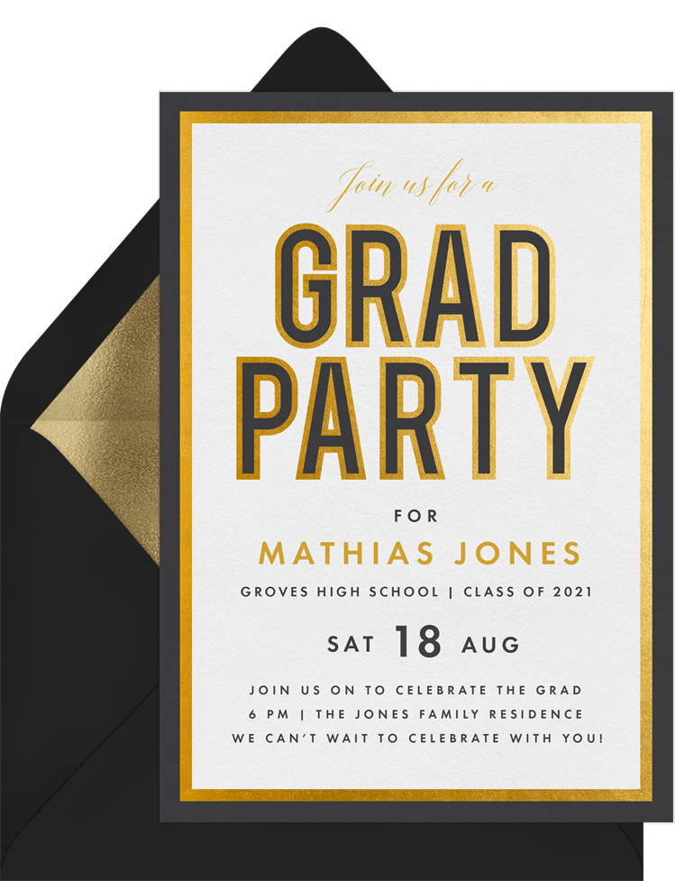 Black & Gold Graduation Invitation