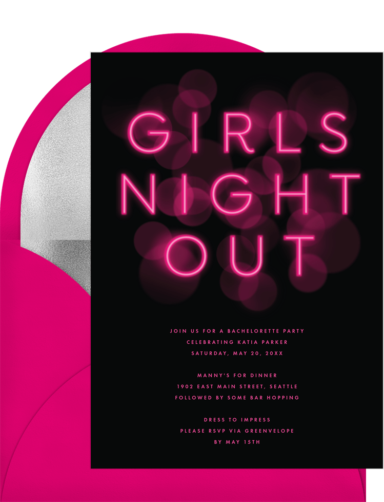 Girls Night Out Invitations In Blue Greenvelope