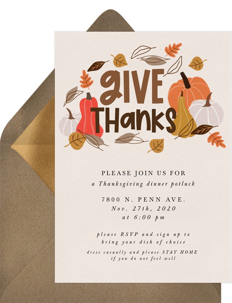 Give Thanks Pumpkins Invitations | Greenvelope.com