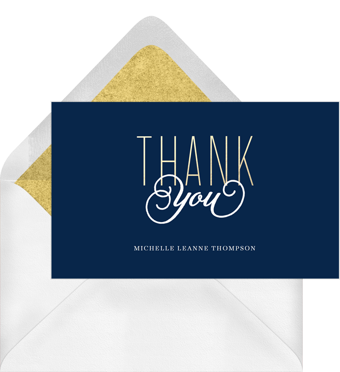 Gold Class Thank You Notes In Blue Greenvelope Com