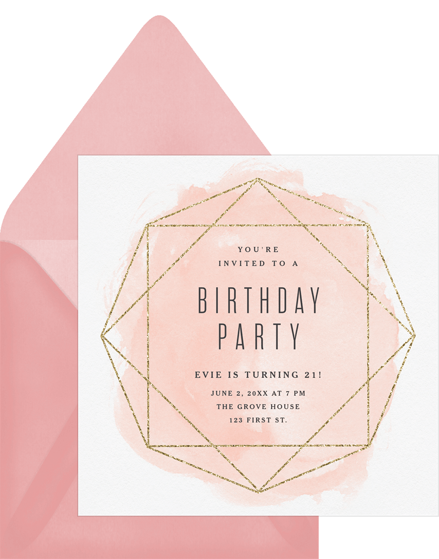 Gold Glitter Gem Invitations Greenvelope Com