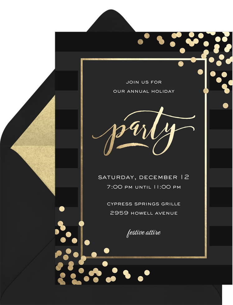 Golden Confetti Celebration Invitations | Greenvelope.com