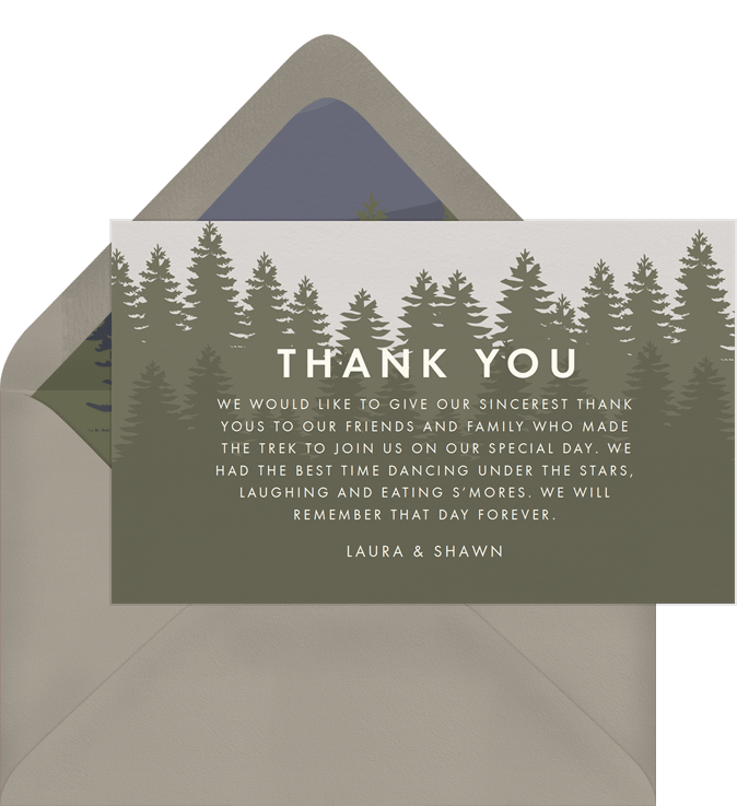 Great Smoky Mountains Thank You Notes in Green | Greenvelope.com