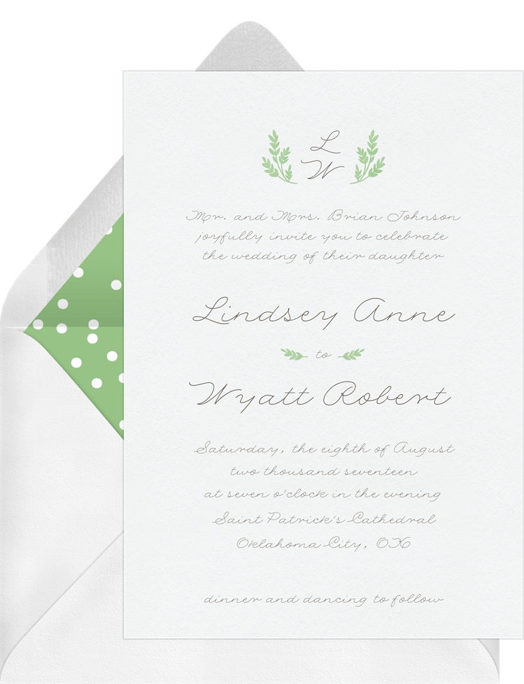 Hand Painted Branches Invitations In Green Greenvelope Com