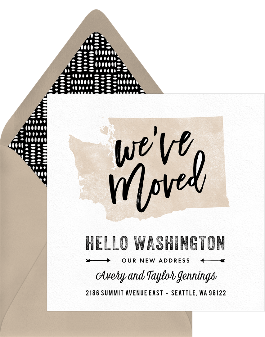 Hello Washington Announcements In Purple Greenvelope Com