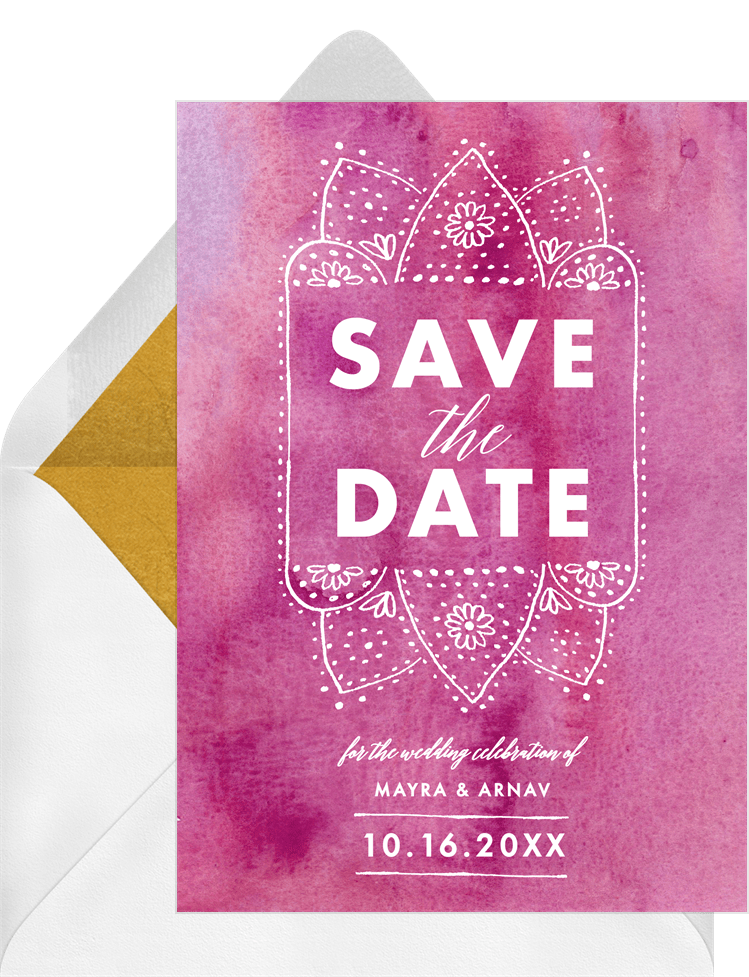Henna Wash Save The Dates | Greenvelope.com