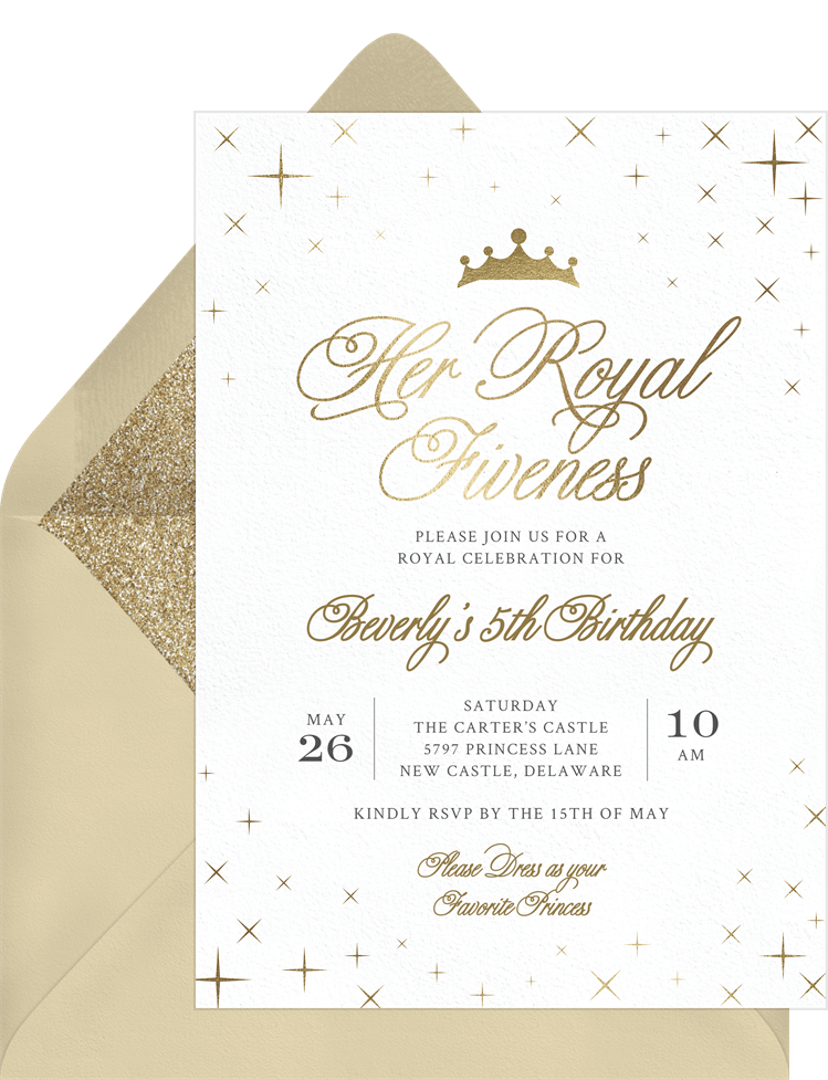 Her Royal Fiveness Invitations Greenvelope Com