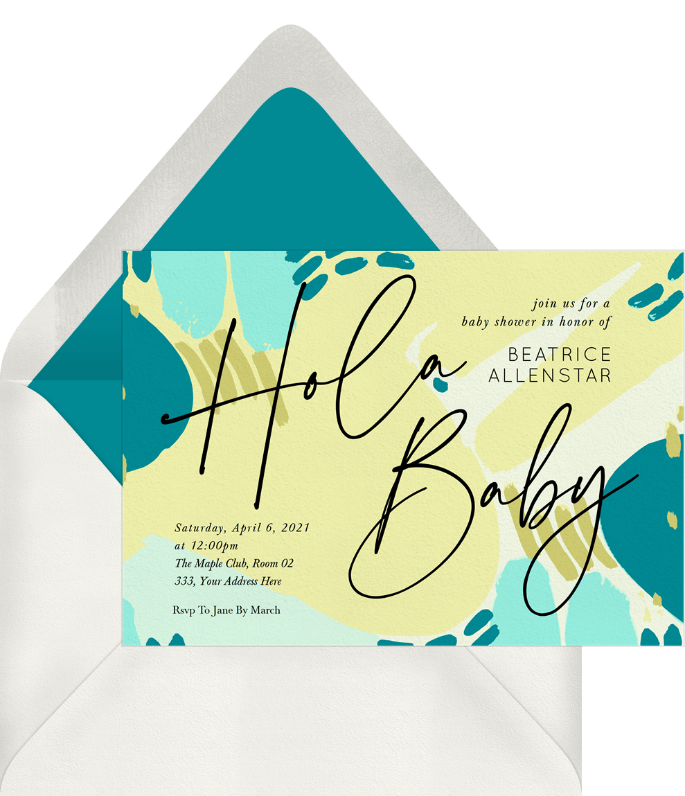 Hola Baby Invitations in Blue 