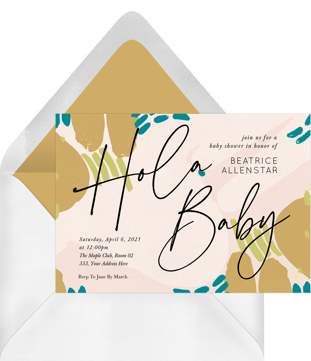 Hola Baby Invitations in Yellow 