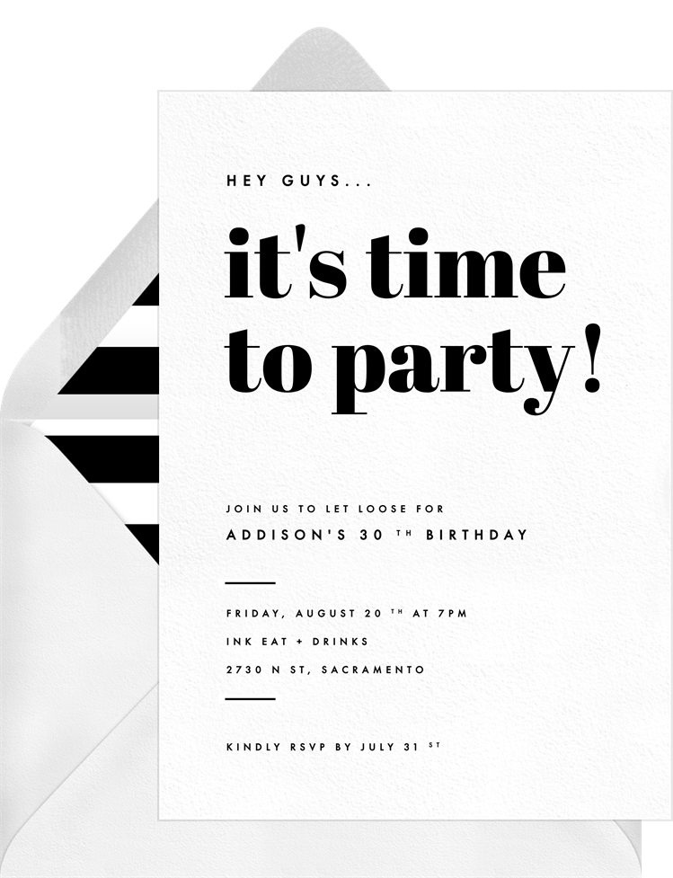 It's Time Invitations in Pink | Greenvelope.com