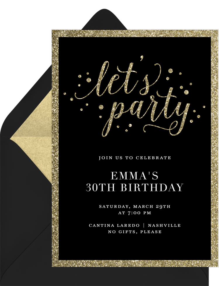 Join The Party Invitations in Black