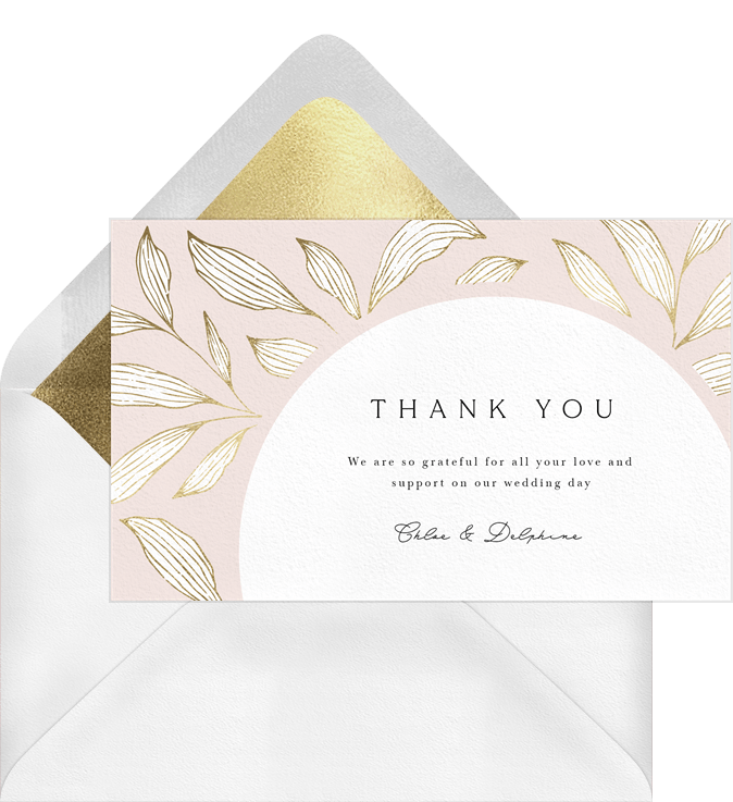 Leafy Circlet Thank You Notes in Pink