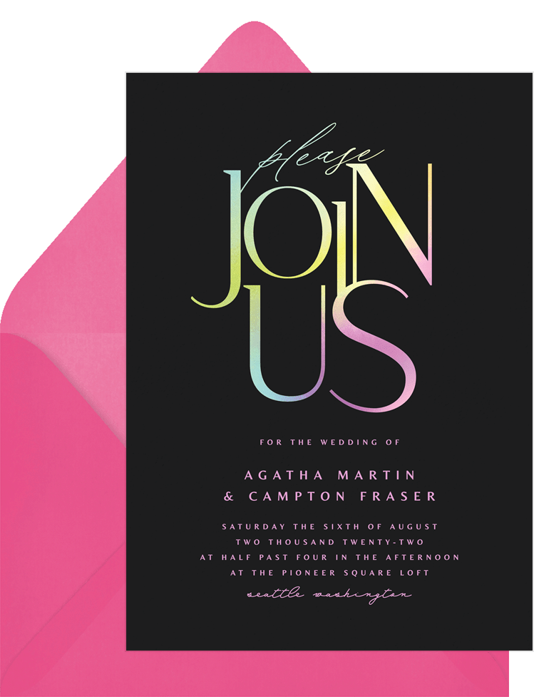 Lettered Minimalism Invitations in Creme