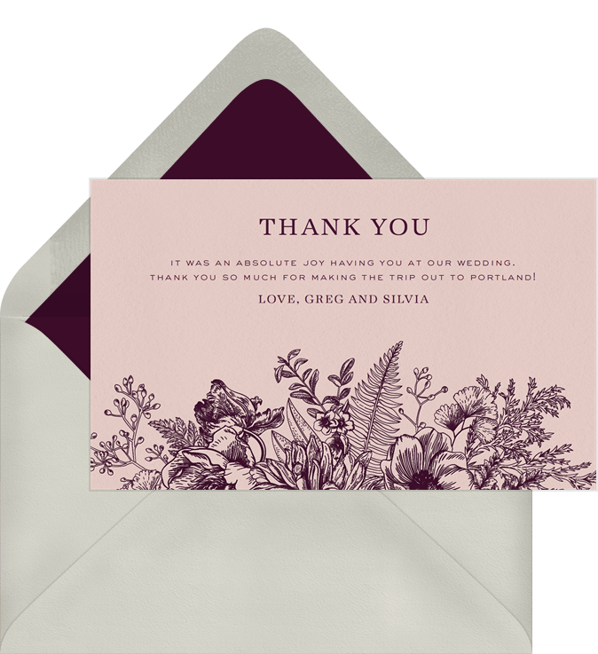 Letterpress Botanical Thank You Notes in White
