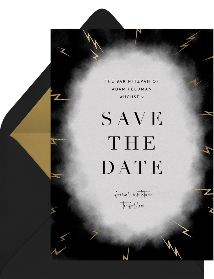 Lightning Bolt Border Save The Dates in Black 