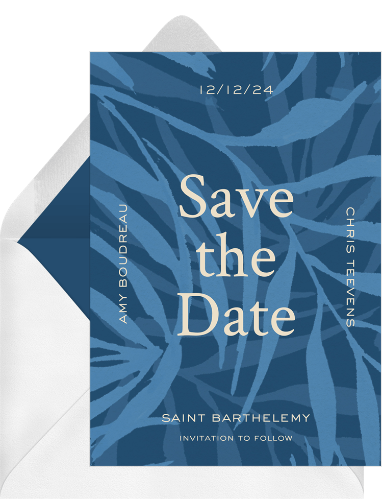 Majestic Palms Save The Dates in Pink | Greenvelope.com