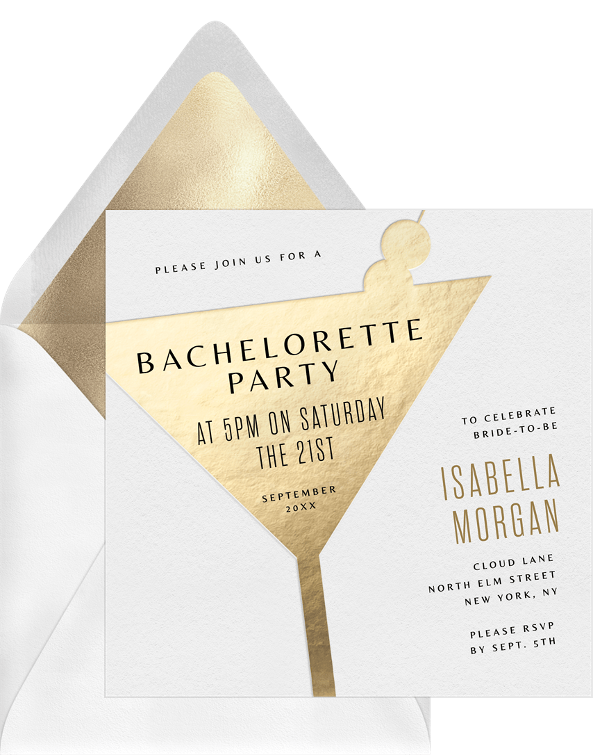 Minimal Martini Invitations in Black | Greenvelope.com