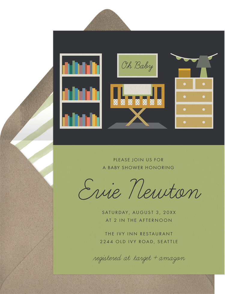 Modern Nursery Invitations in Blue