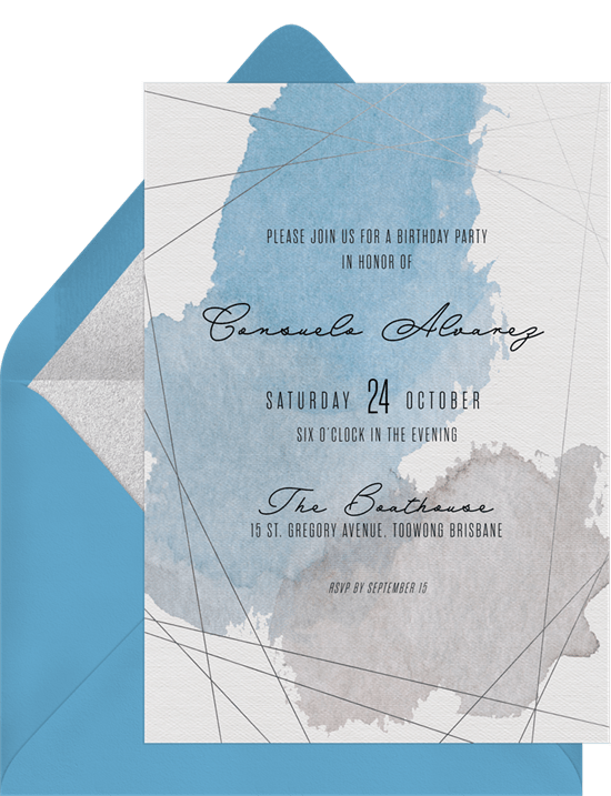 Modern Watercolor Invitations In Blue Greenvelope Com