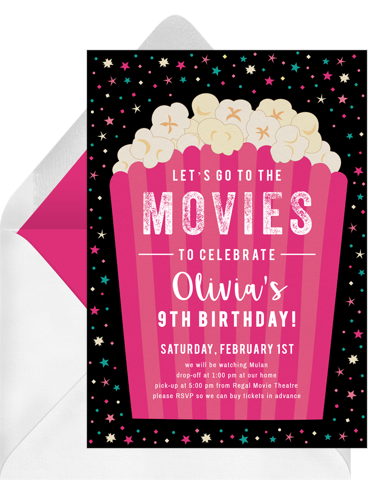 Movie Popcorn Invitations | Greenvelope.com