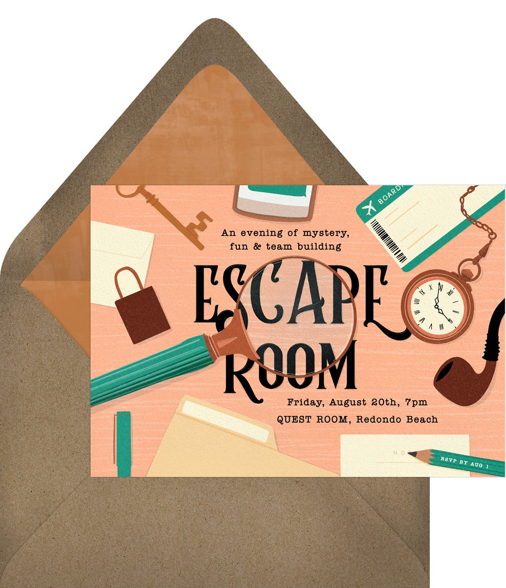 Mystery Escape Room Invitations in Blue | Greenvelope.com