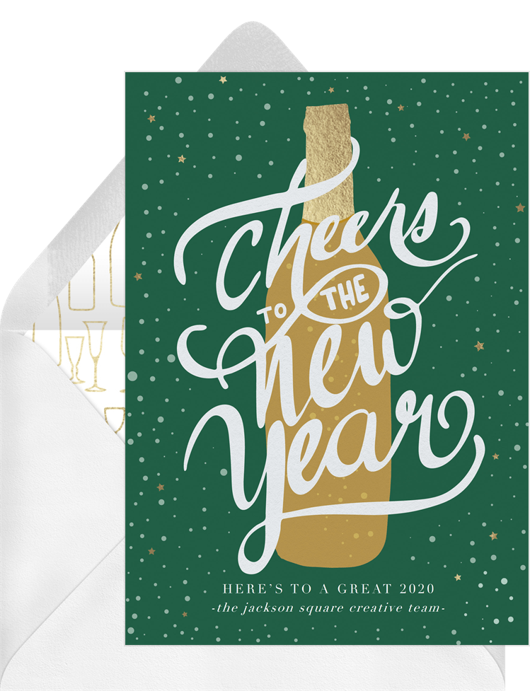 New Year S Cheers Cards In Green Greenvelope Com