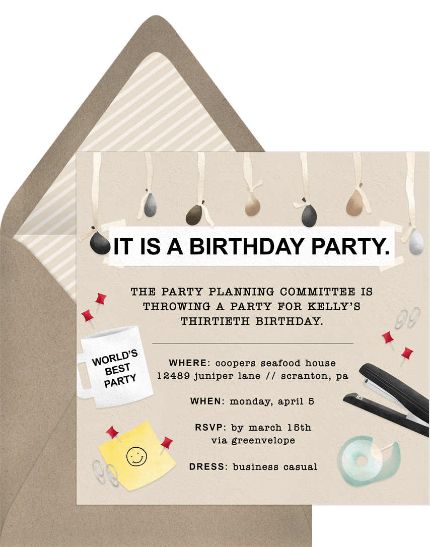 Birthday Party Invitation The Office