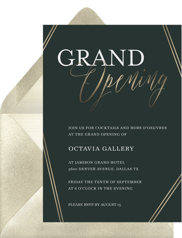 Offset Opening Invitations In Grey Greenvelope Com