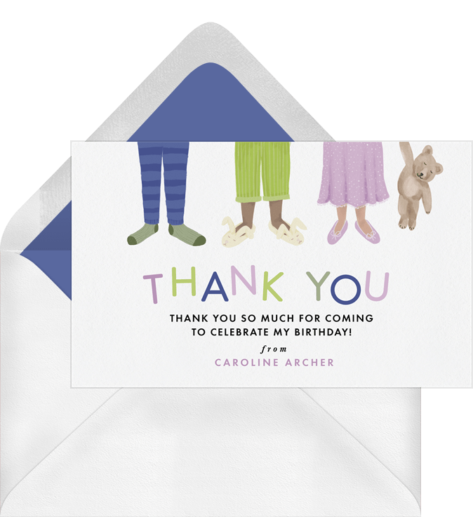 Pajama Jam Thank You Notes in Blue