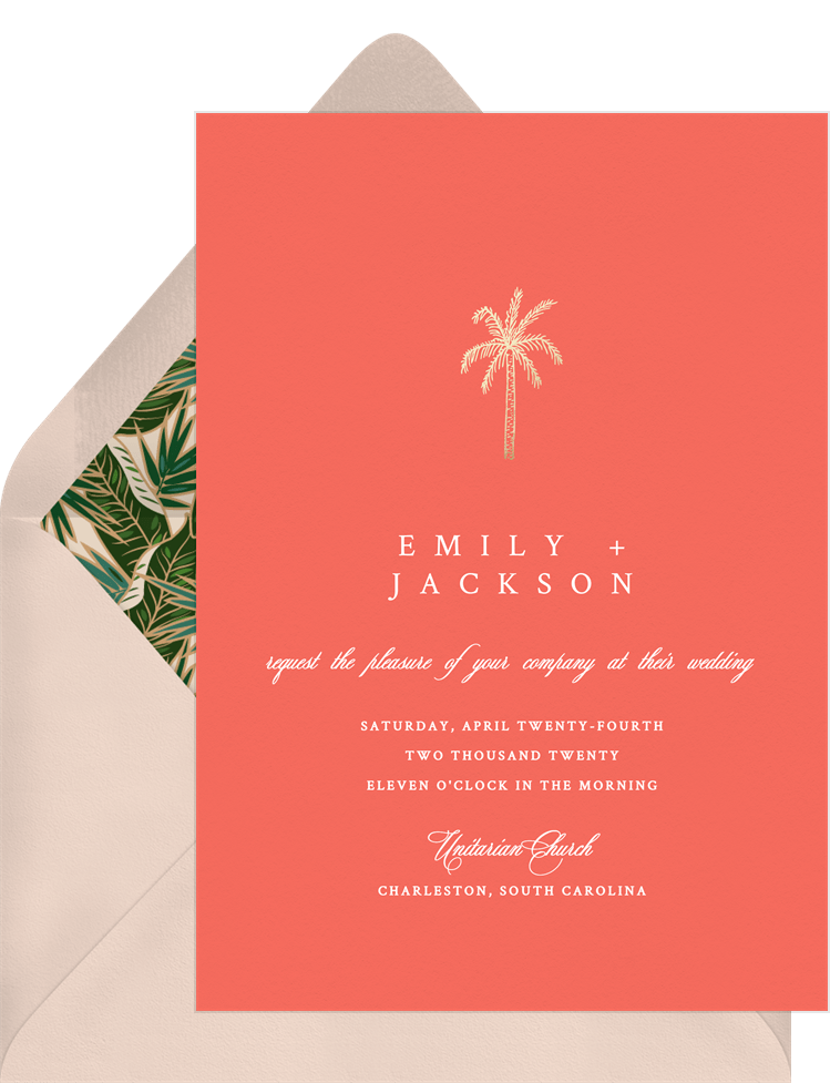Palm Tree Invitation in Pink