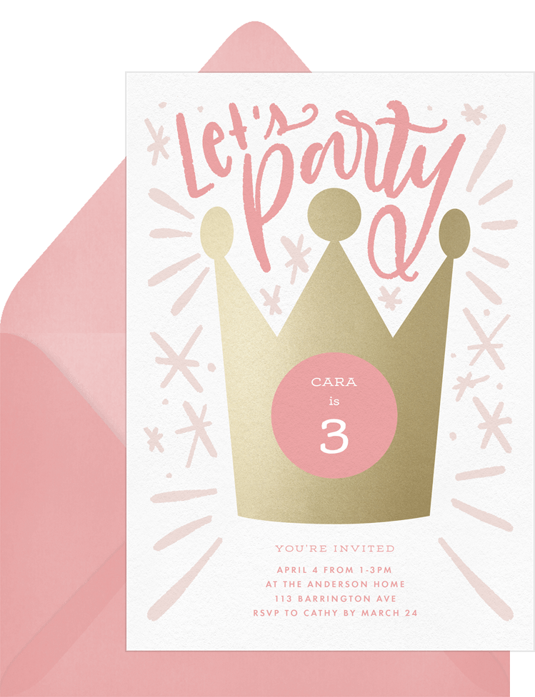 Party Crown Invitations in Blue | Greenvelope.com