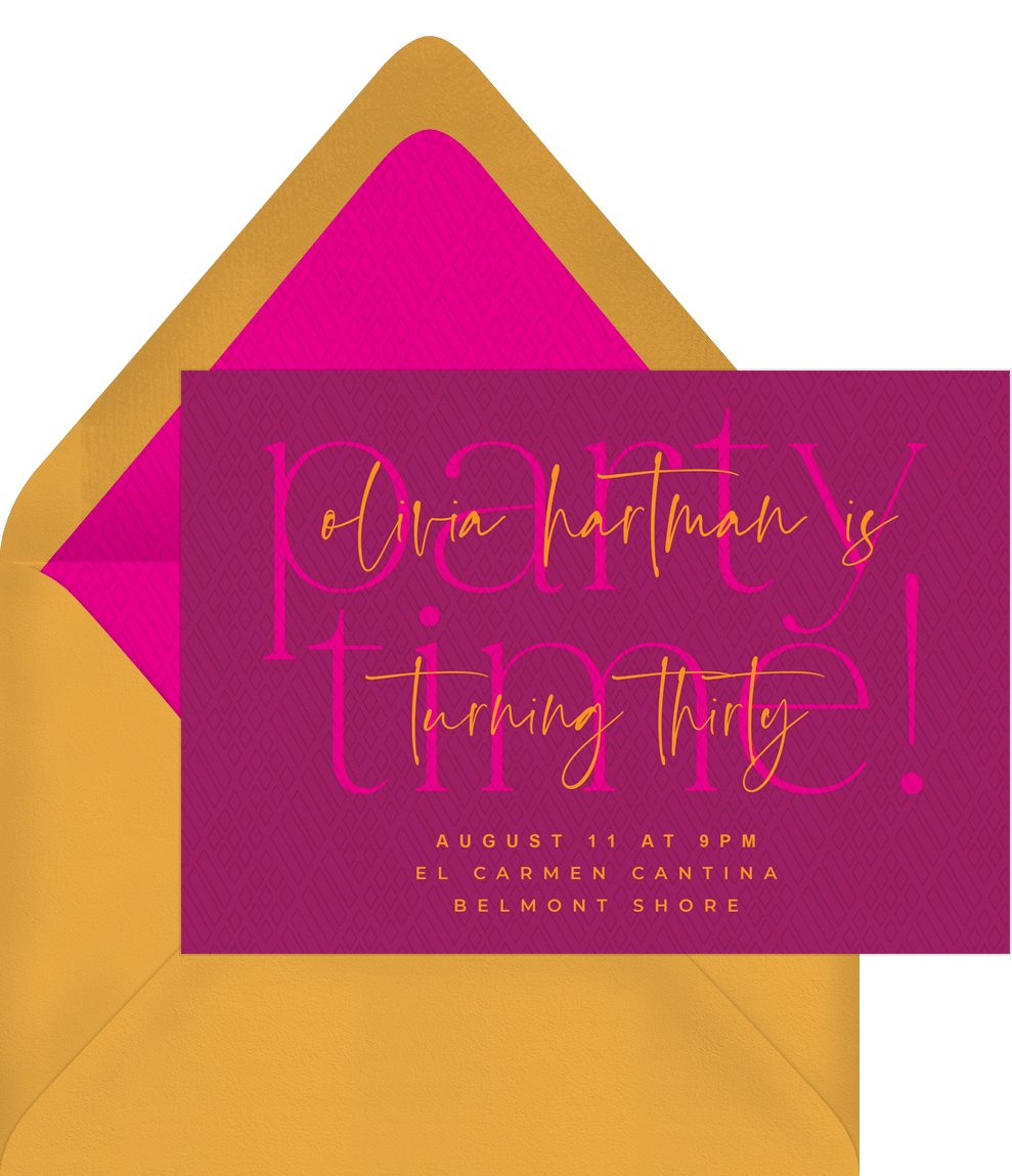 Party Time! Invitations in Pink