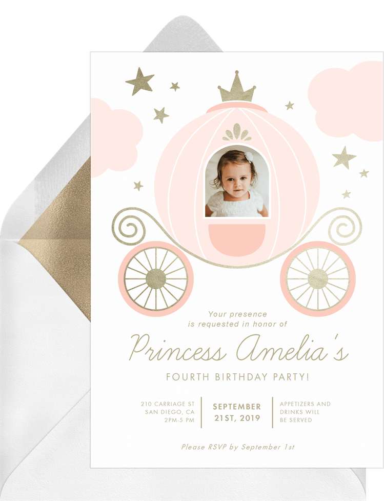 Download Princess Carriage Invitations In Pink Greenvelope Com