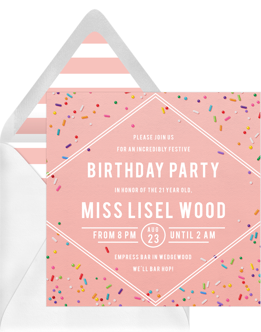 Rainbow Sprinkles Invitations in Blue