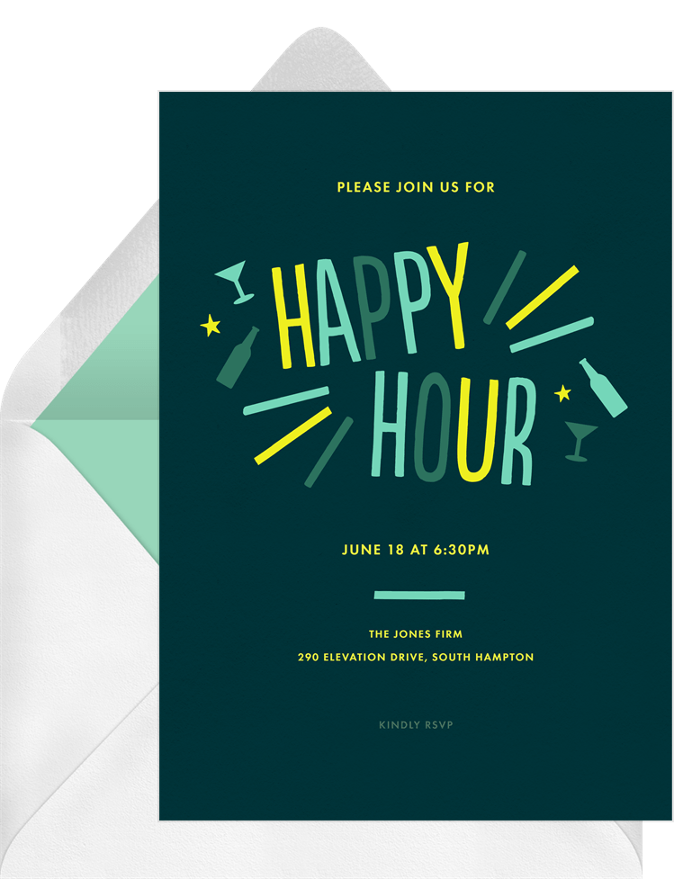 Retro Happy Hour Invitations in Green | Greenvelope.com