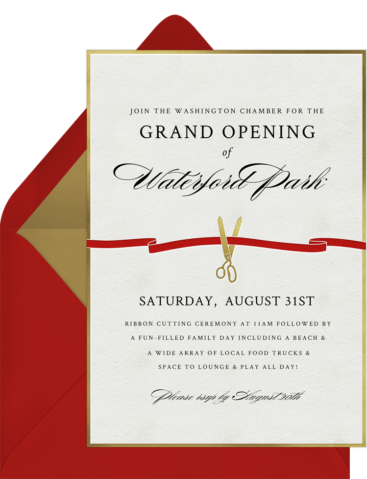 Ribbon Cutting Invitations in Red
