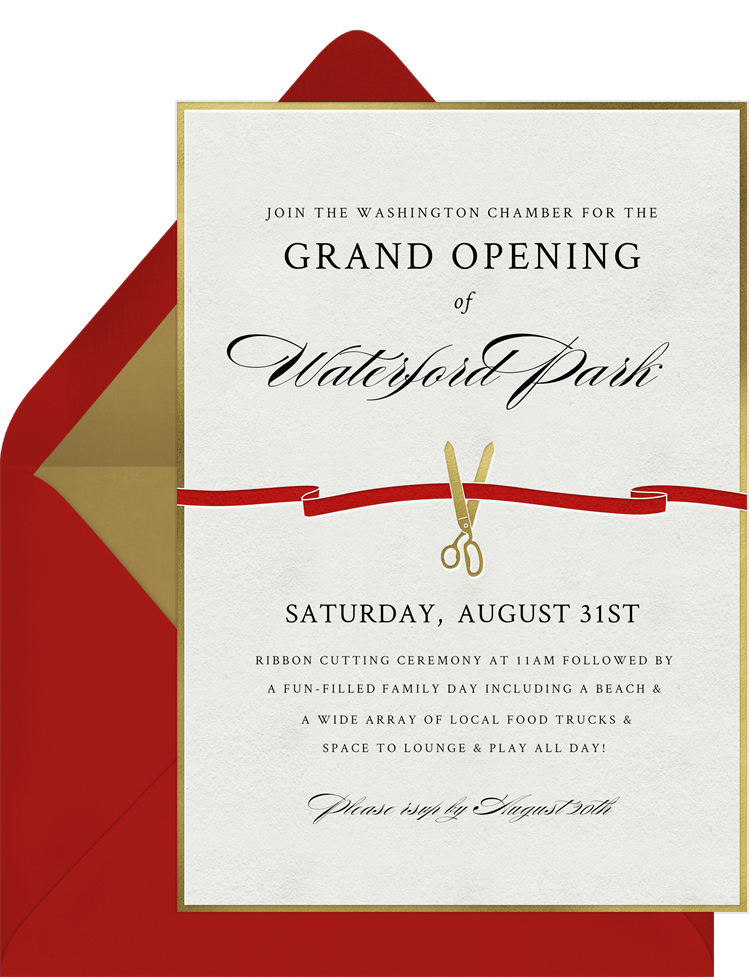 Ribbon Cutting Invitations Greenvelope Com